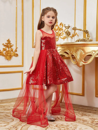 Additional product view of Contrast Mesh Sequin A-Line Sleeveless Midi Tween Girls' Party Dress