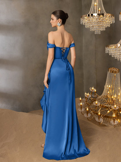 Elegant Off-Shoulder Asymmetrical Ruffle Hem Party Dress – view 10