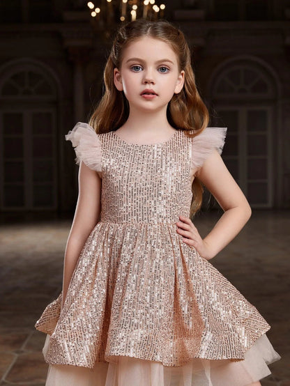 Additional product view of Cap-Sleeve Sequin A-Line Midi Tween Girls' Party Dress