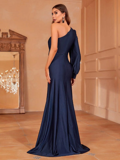 One-Shoulder Twist Front Split Formal Dress – view 6