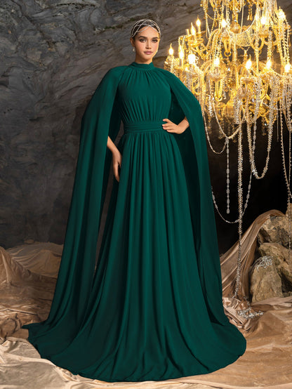 High Neck Chiffon Cape A-Line Evening Gown — authorized product image 1