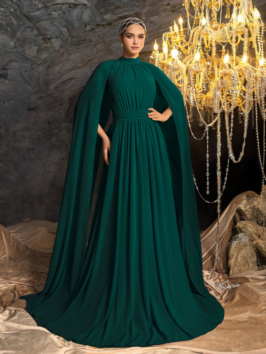 High Neck Chiffon Cape A-Line Evening Gown — authorized product image 1