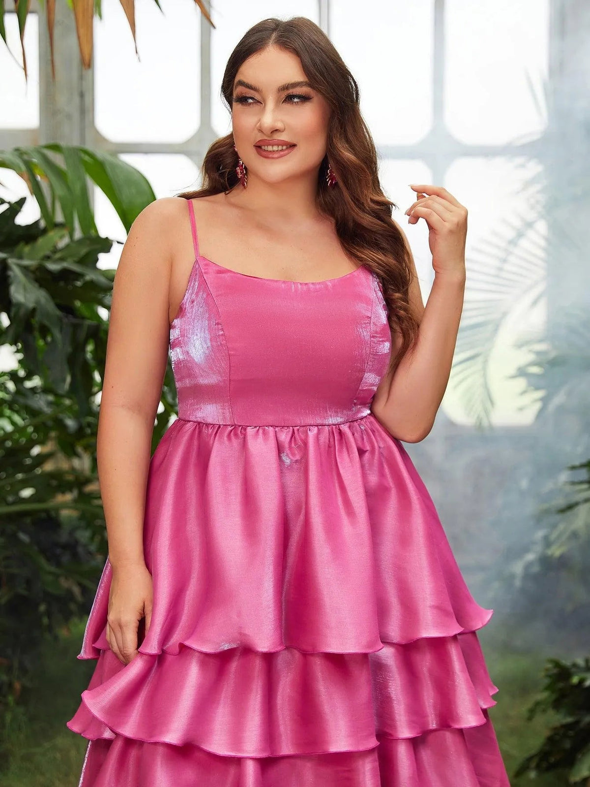 Plus-Size Spaghetti Strap Chiffon Sleeveless A-Line Evening Gown — authorized product image 5