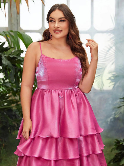 Plus-Size Spaghetti Strap Chiffon Sleeveless A-Line Evening Gown — authorized product image 5