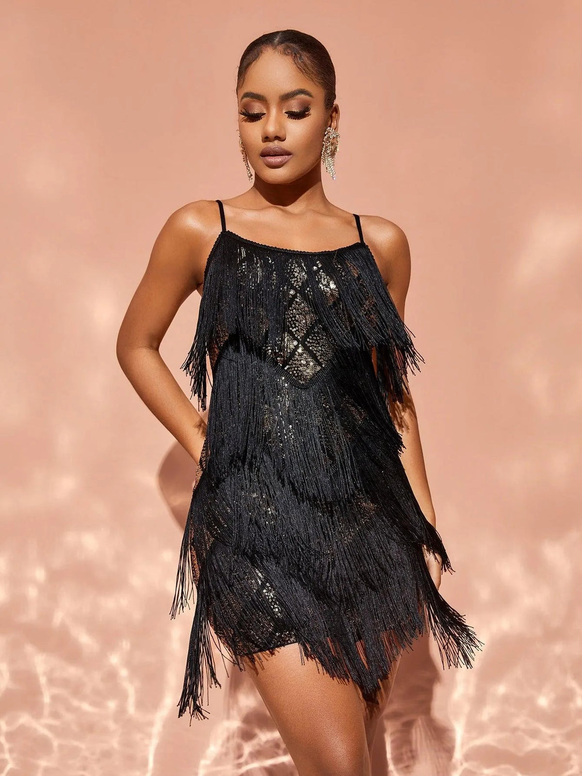 Spaghetti Strap Sequin Sleeveless Bodycon Evening Gown — authorized product image 6
