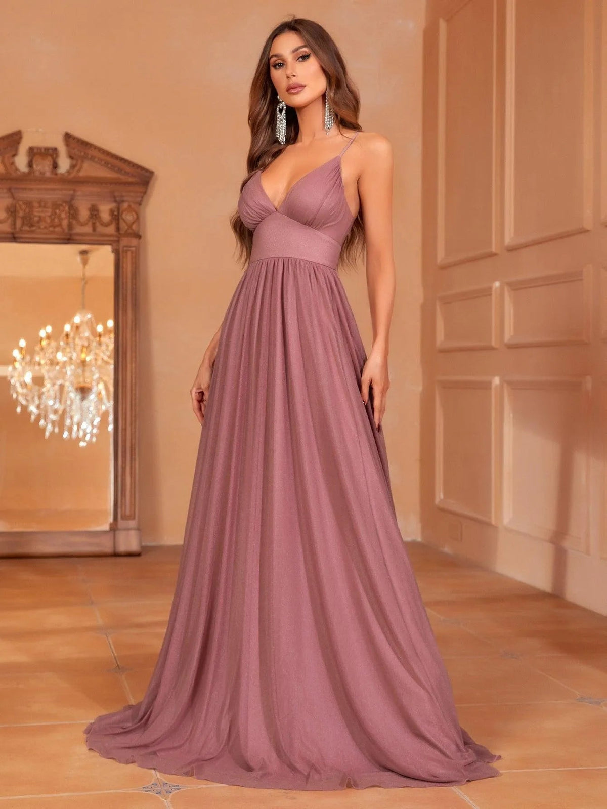 Additional product view of Cami Strap Chiffon Backless A-Line Sleeveless Evening Gown