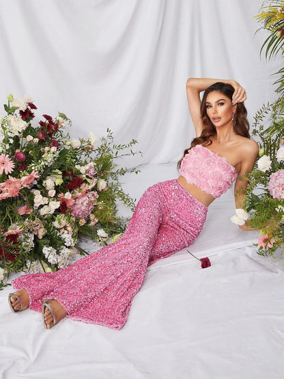Additional product view of Strapless Sequin Sleeveless Women's Two-Piece Formal Set
