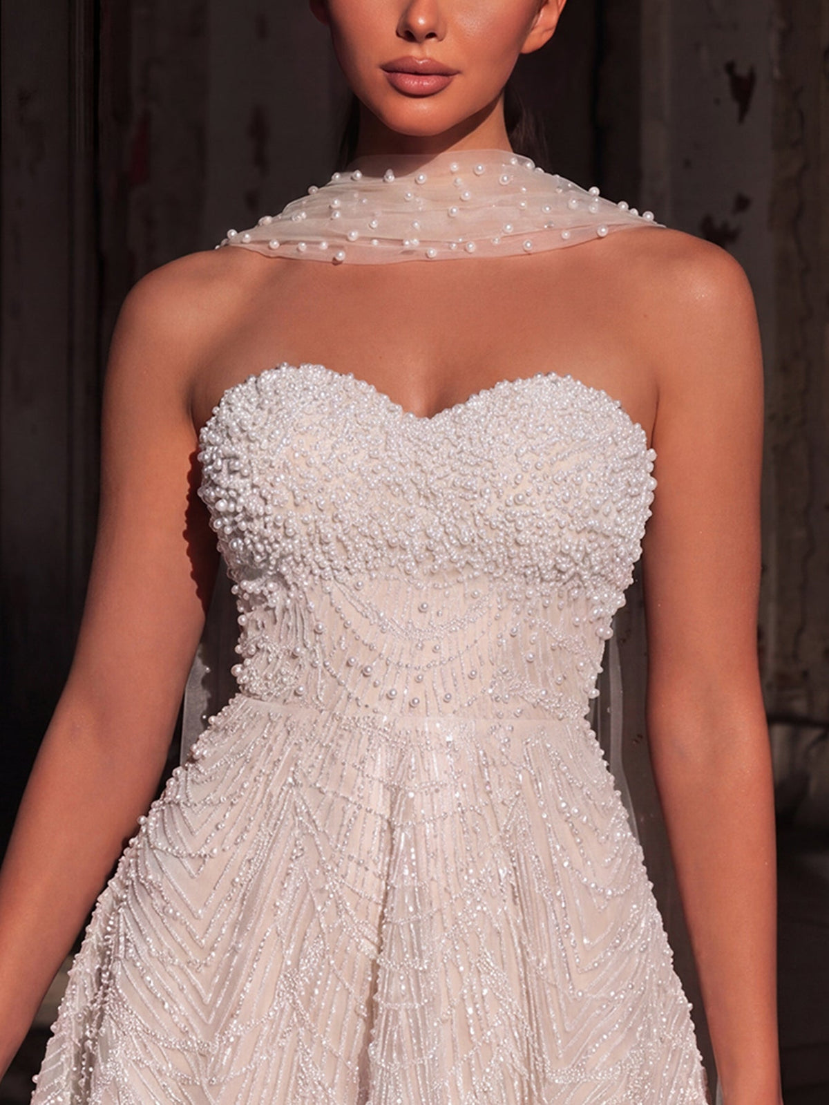 Champagne open-back sequin mini dress with lace-up detail