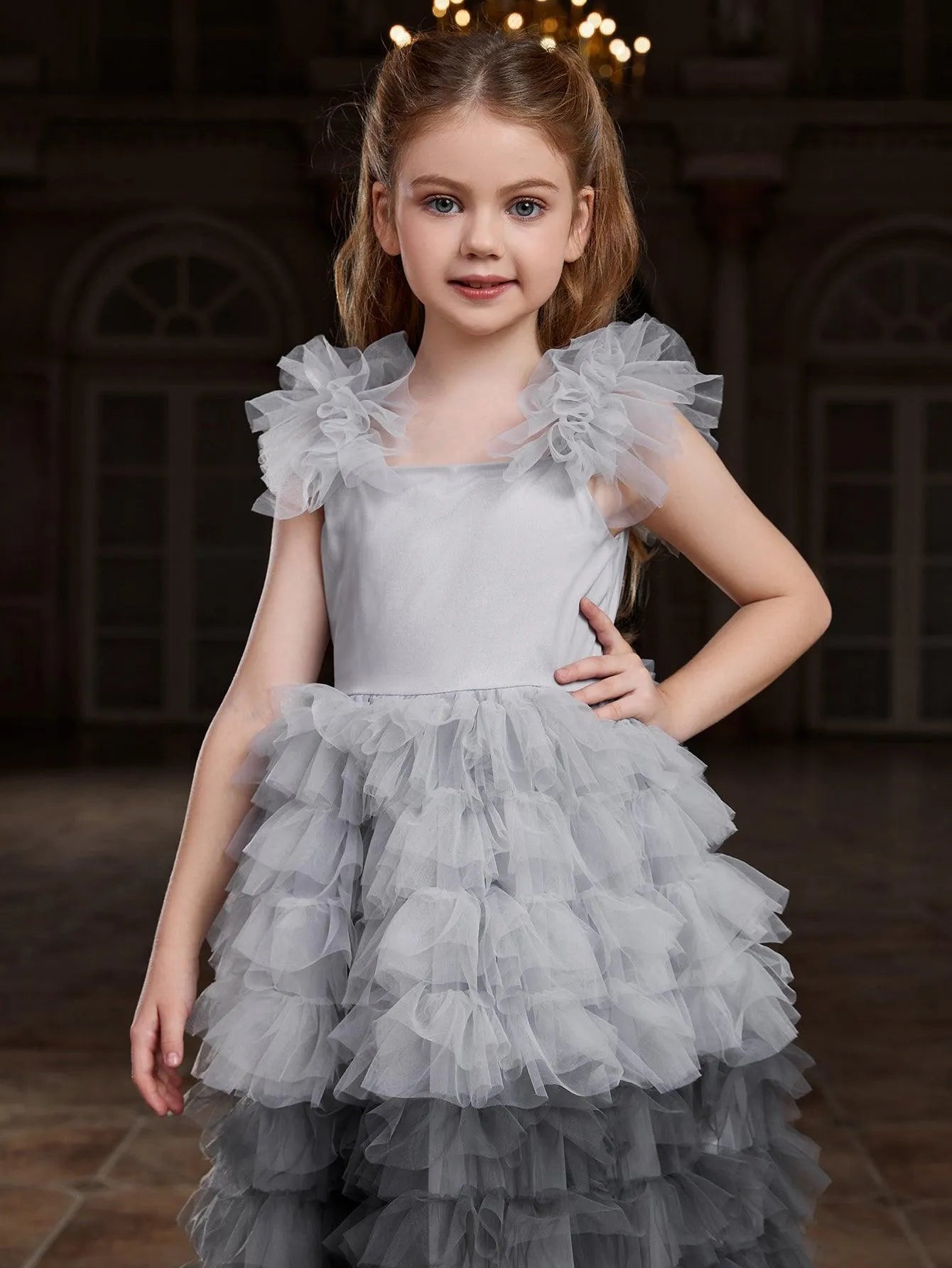Tween Girls' Square Neck Ruffle Sleeveless A-Line Formal Gown — authorized product image 13