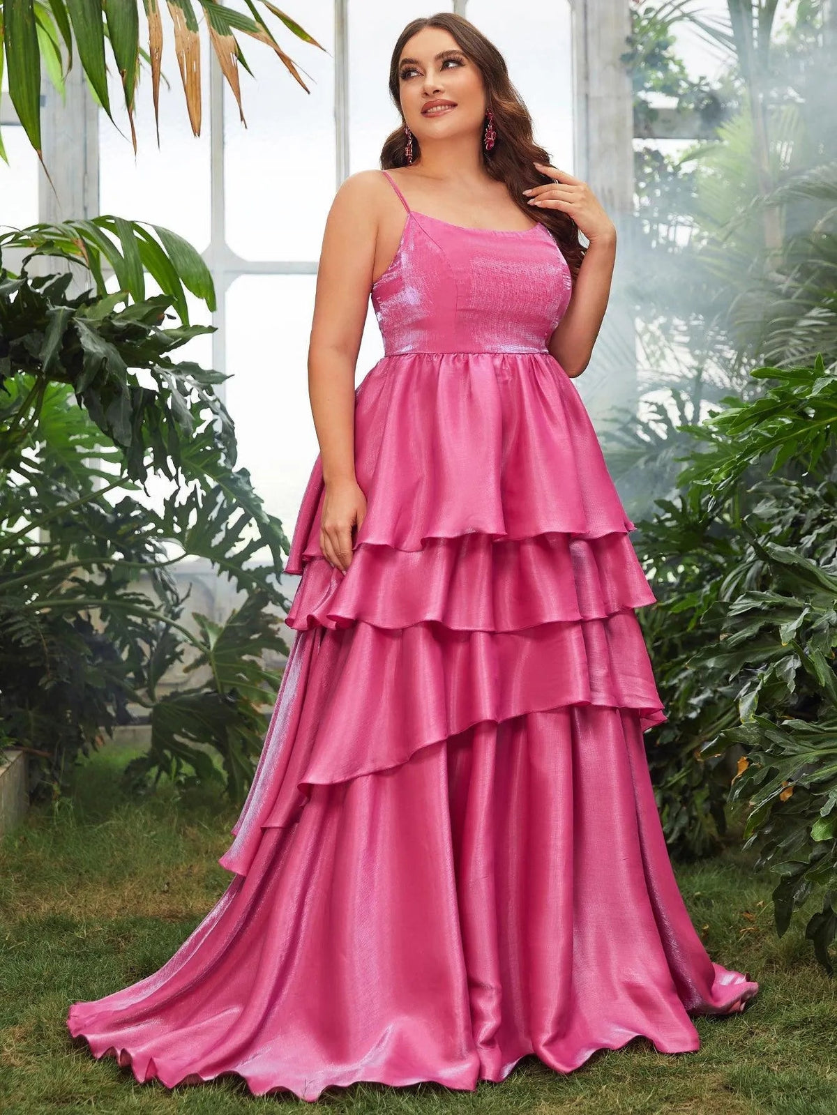 Plus-Size Spaghetti Strap Chiffon Sleeveless A-Line Evening Gown — authorized product image 4