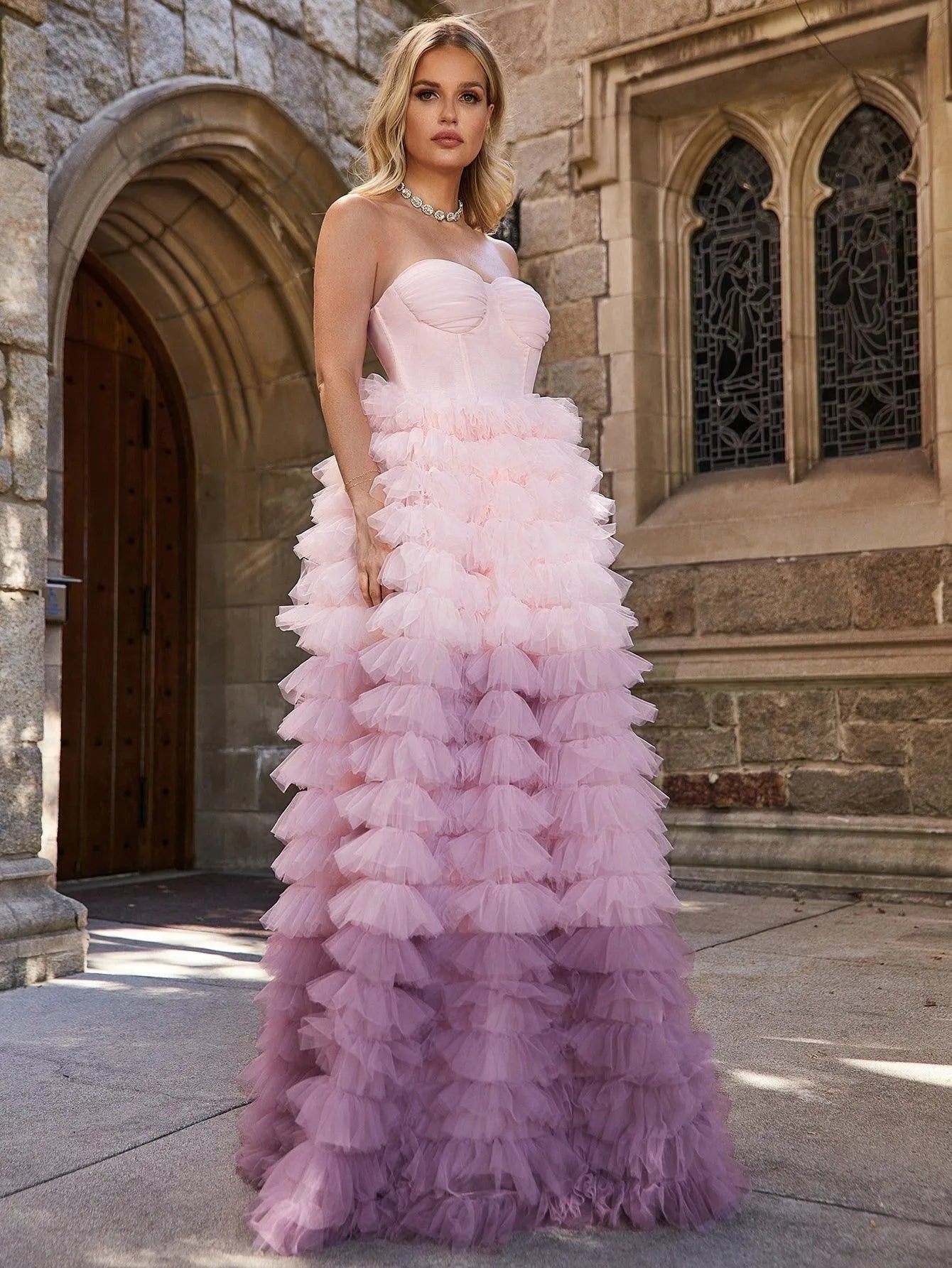 Additional product view of Mesh Strapless Sleeveless A-Line Maxi Wedding Dress