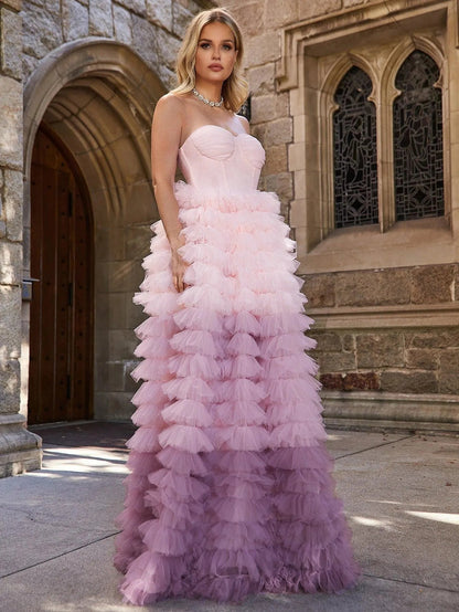 Additional product view of Mesh Strapless Sleeveless A-Line Maxi Wedding Dress
