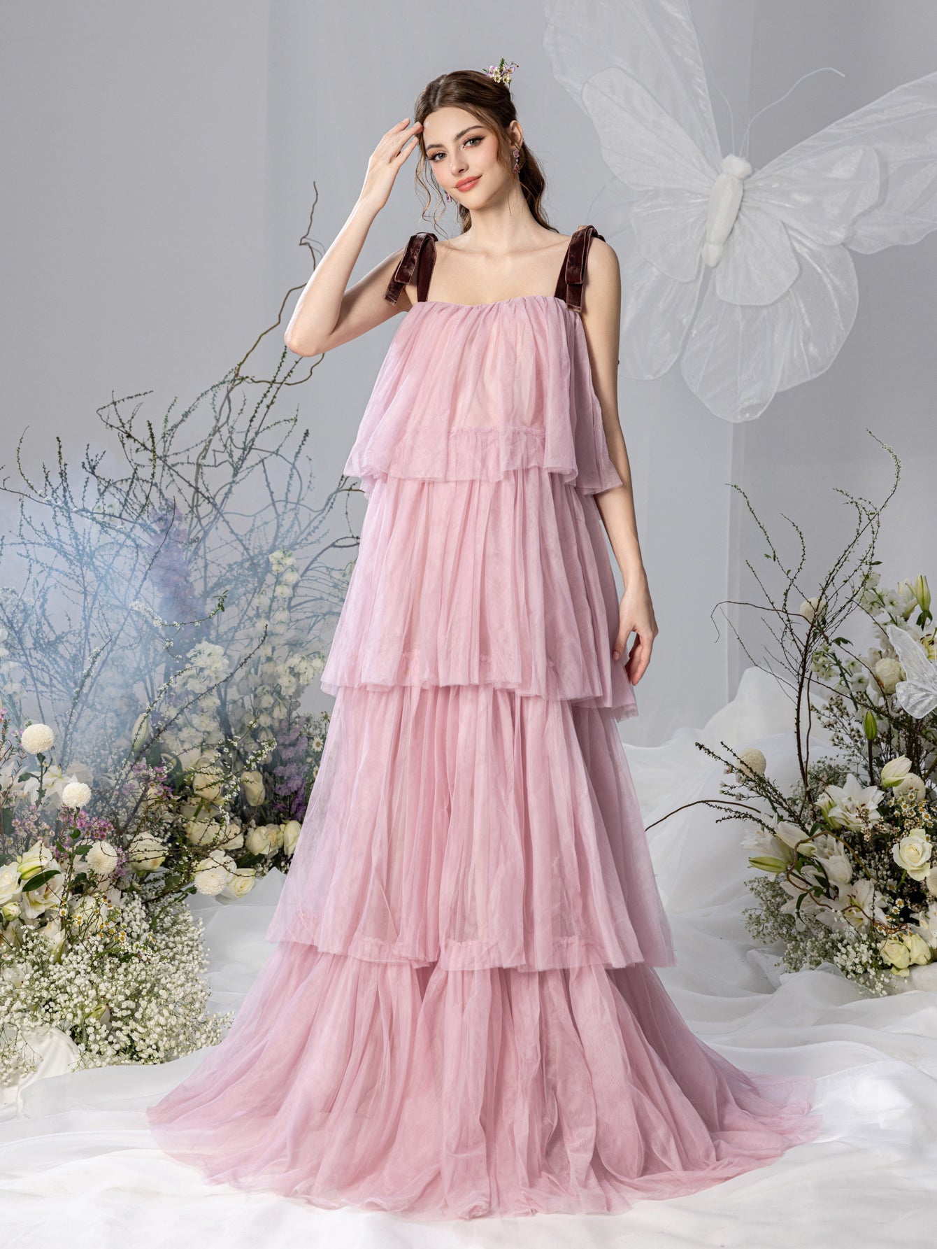 Maternity Halter Tulle Sleeveless A-Line Evening Gown — authorized product image 5