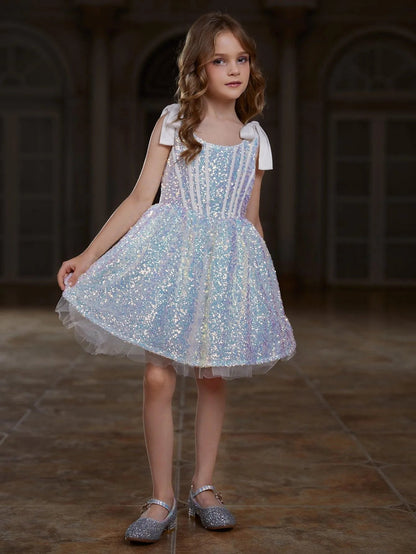 Additional product view of Cami Strap Sequin A-Line Sleeveless Midi Tween Girls' Party Dress