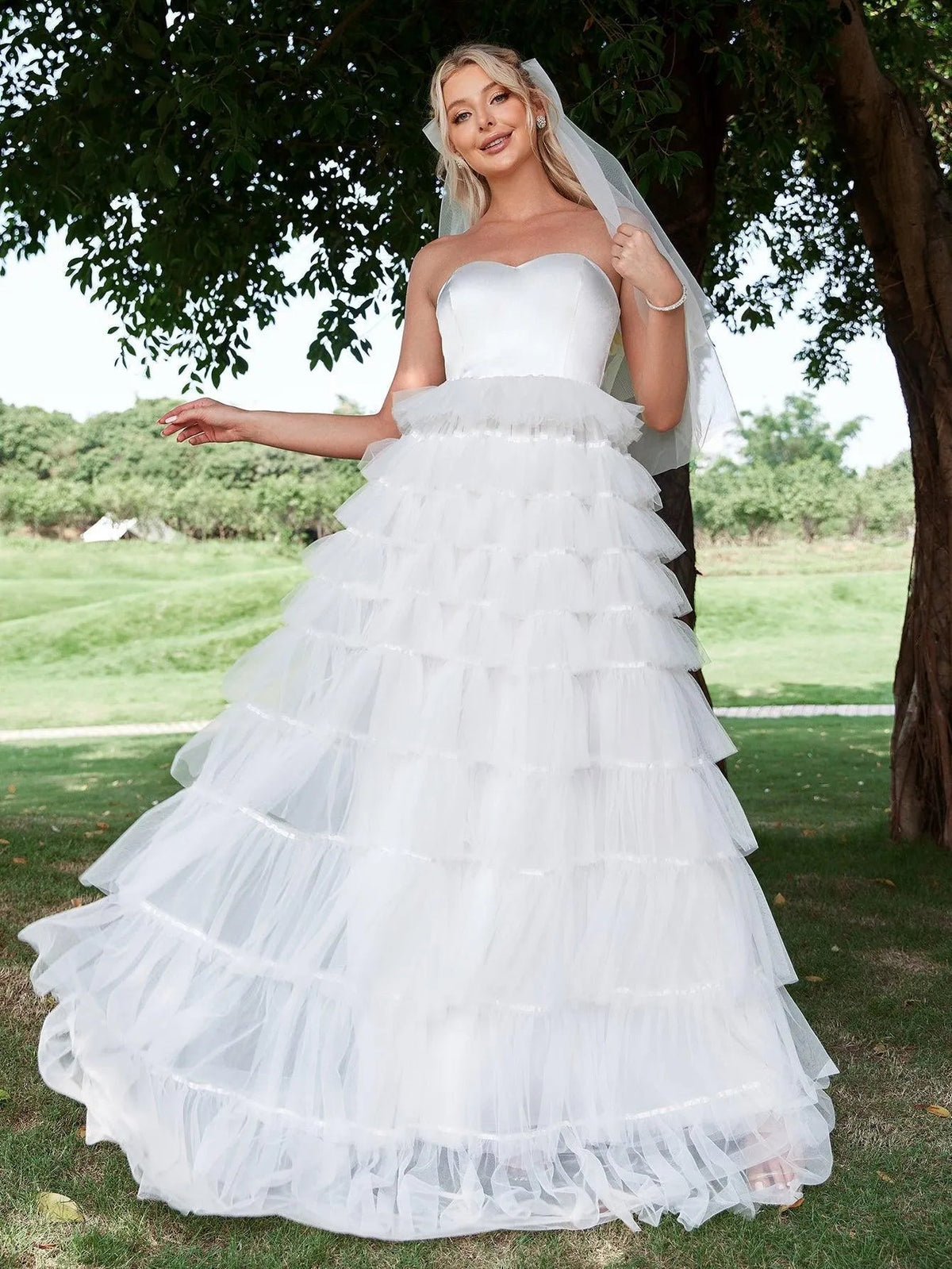 Sweetheart Satin Sleeveless A-Line Wedding Gown — authorized product image 3