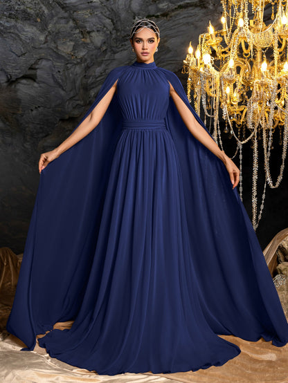 High Neck Chiffon Cape A-Line Evening Gown — authorized product image 10