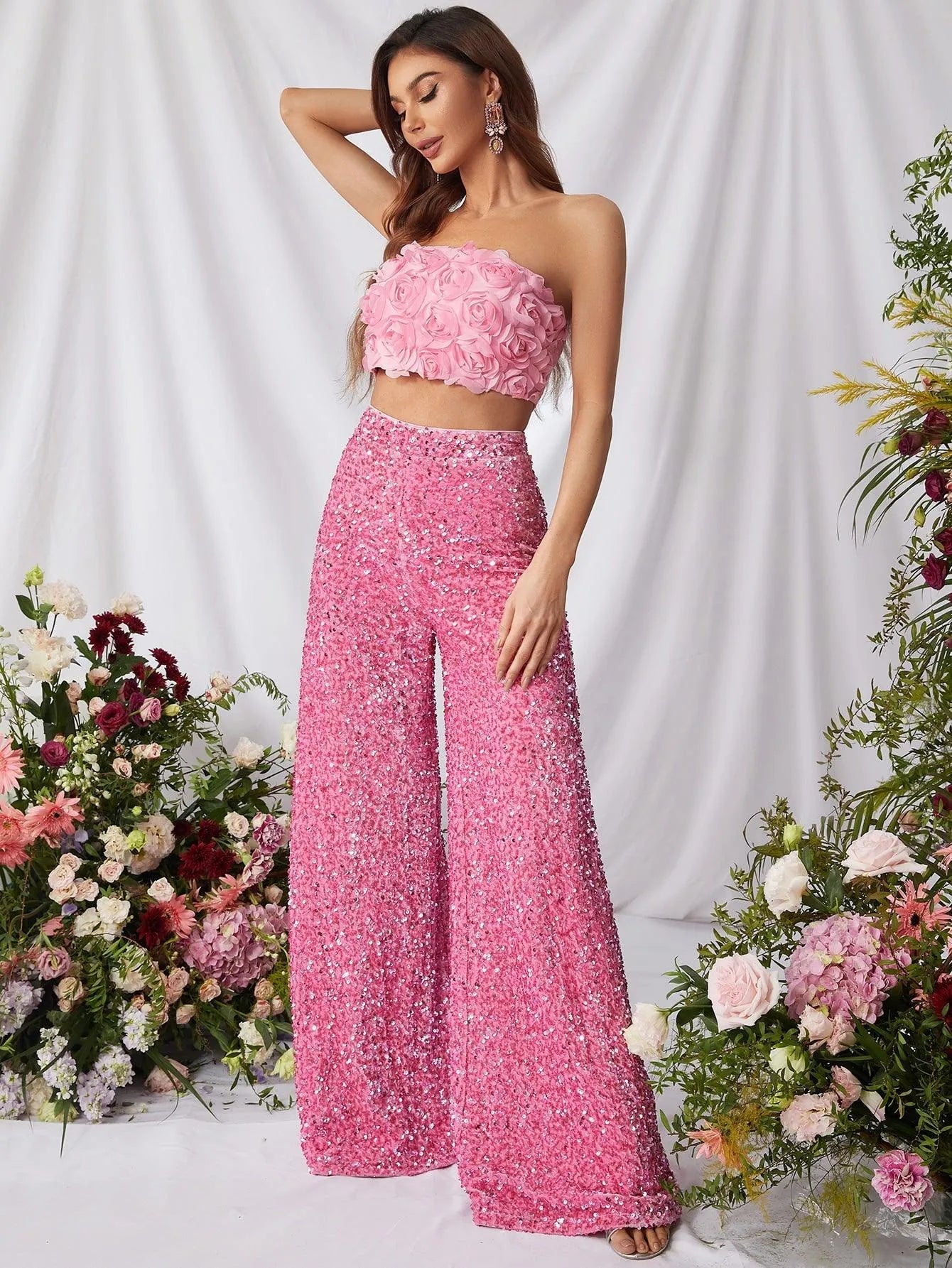 Additional product view of Strapless Sequin Sleeveless Women's Two-Piece Formal Set