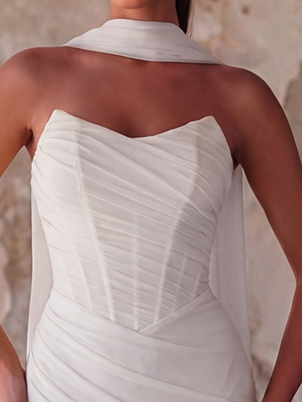 Additional product view of Lace-Up Back Strapless High-Slit Mermaid Sleeveless Evening Gown