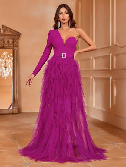 Sophisticated Elegance Asymmetrical Tulle Dress