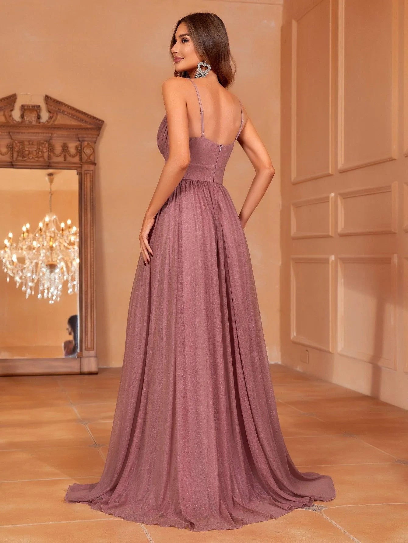 Additional product view of Cami Strap Chiffon Backless A-Line Sleeveless Evening Gown