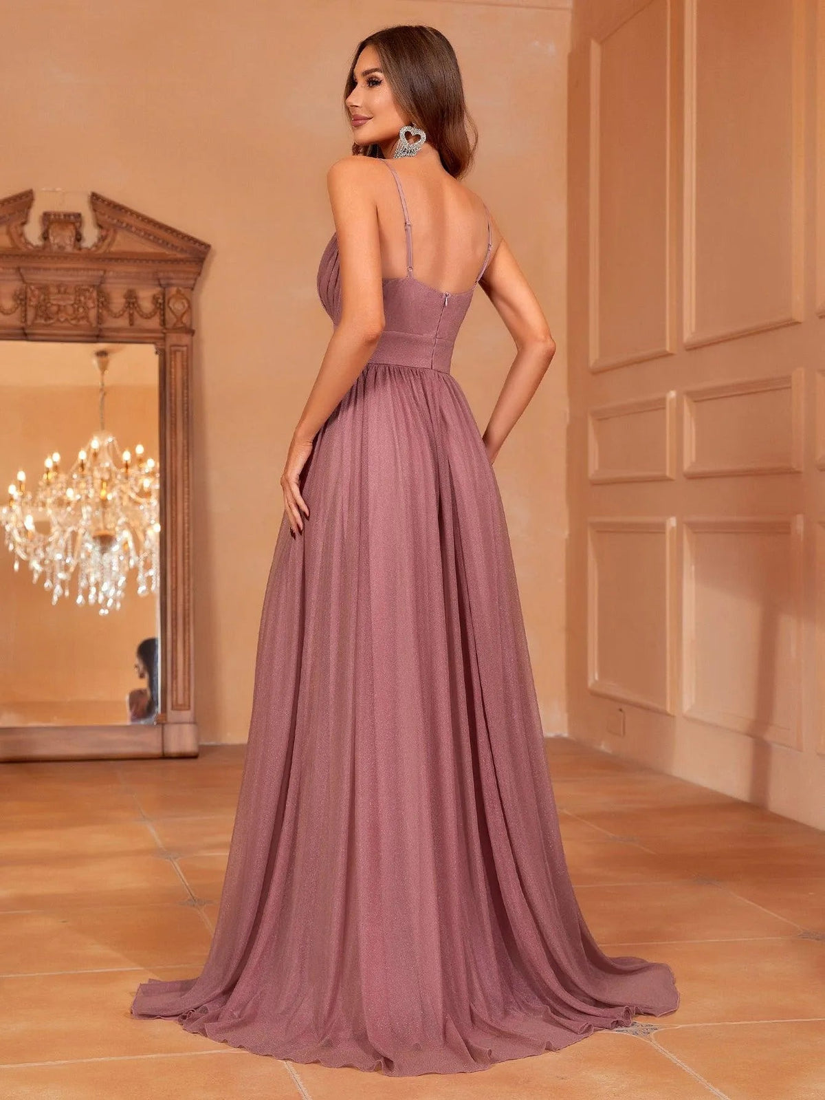 Additional product view of Cami Strap Chiffon Backless A-Line Sleeveless Evening Gown