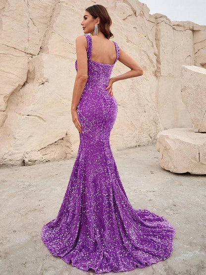 Square Neck Sleeveless Sequin Mermaid Dresses – view 12