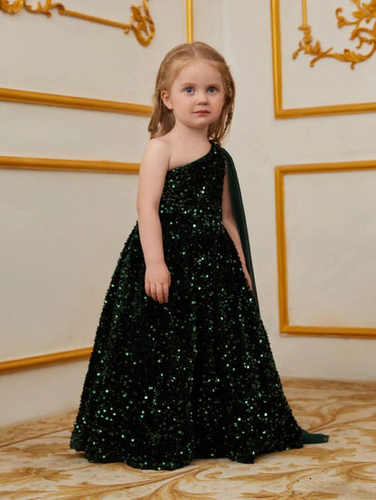 Girls One-Shoulder Sequin A-Line Dress - product image 10