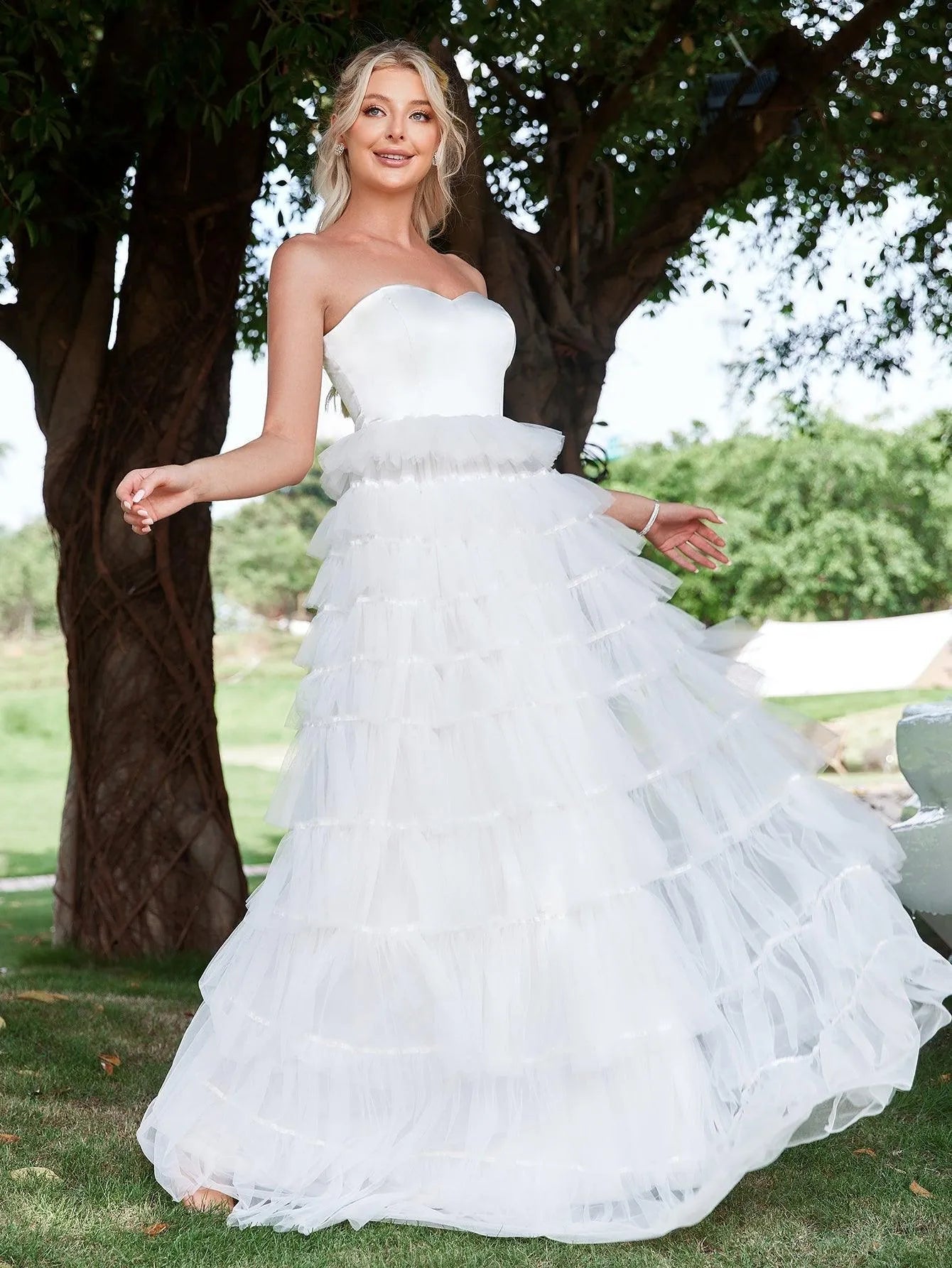 Sweetheart Satin Sleeveless A-Line Wedding Gown — authorized product image 6