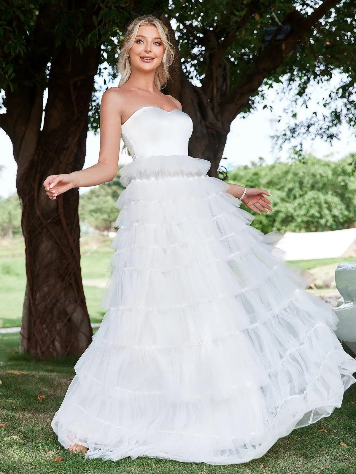 Sweetheart Satin Sleeveless A-Line Wedding Gown — authorized product image 6