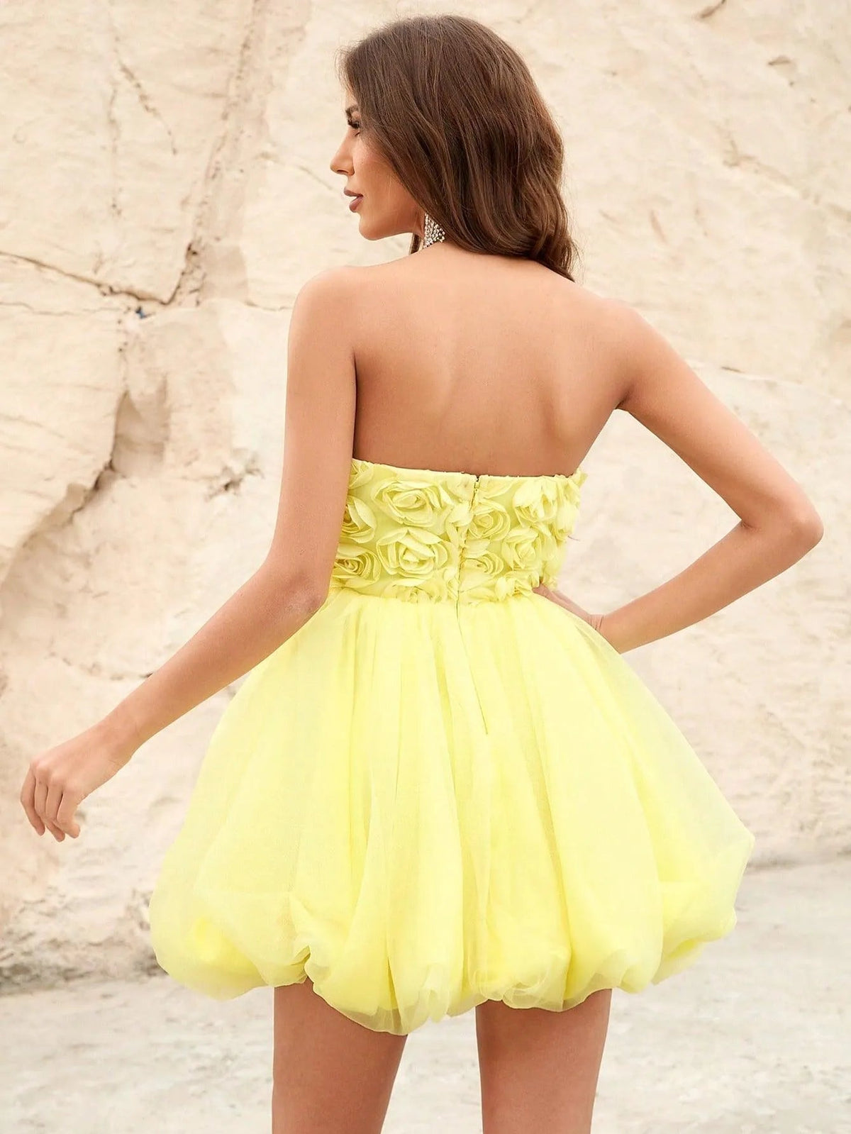 Additional product view of Strapless Chiffon 3D-Flower A-Line Sleeveless Mini Party Dress
