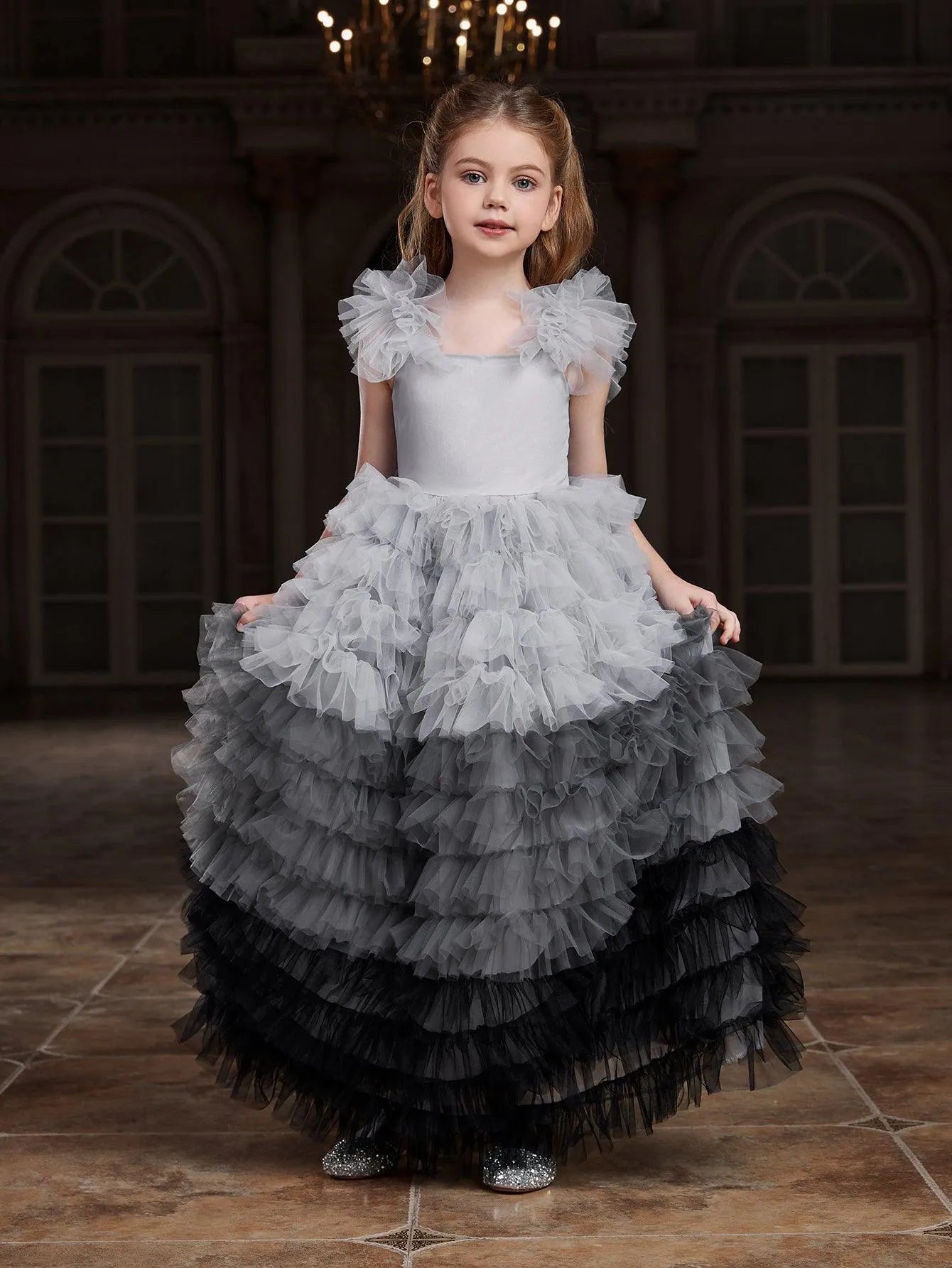 Tween Girls' Square Neck Ruffle Sleeveless A-Line Formal Gown — authorized product image 12