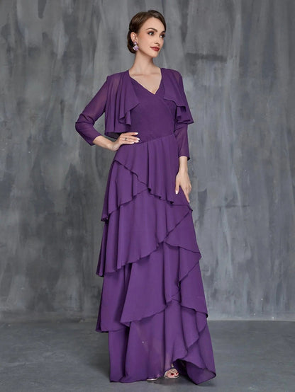 Women's Layered Hem Dress & Chiffon Cardigan – view 4