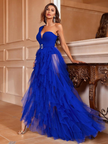 Sophisticated Elegance Asymmetrical Tulle Dress