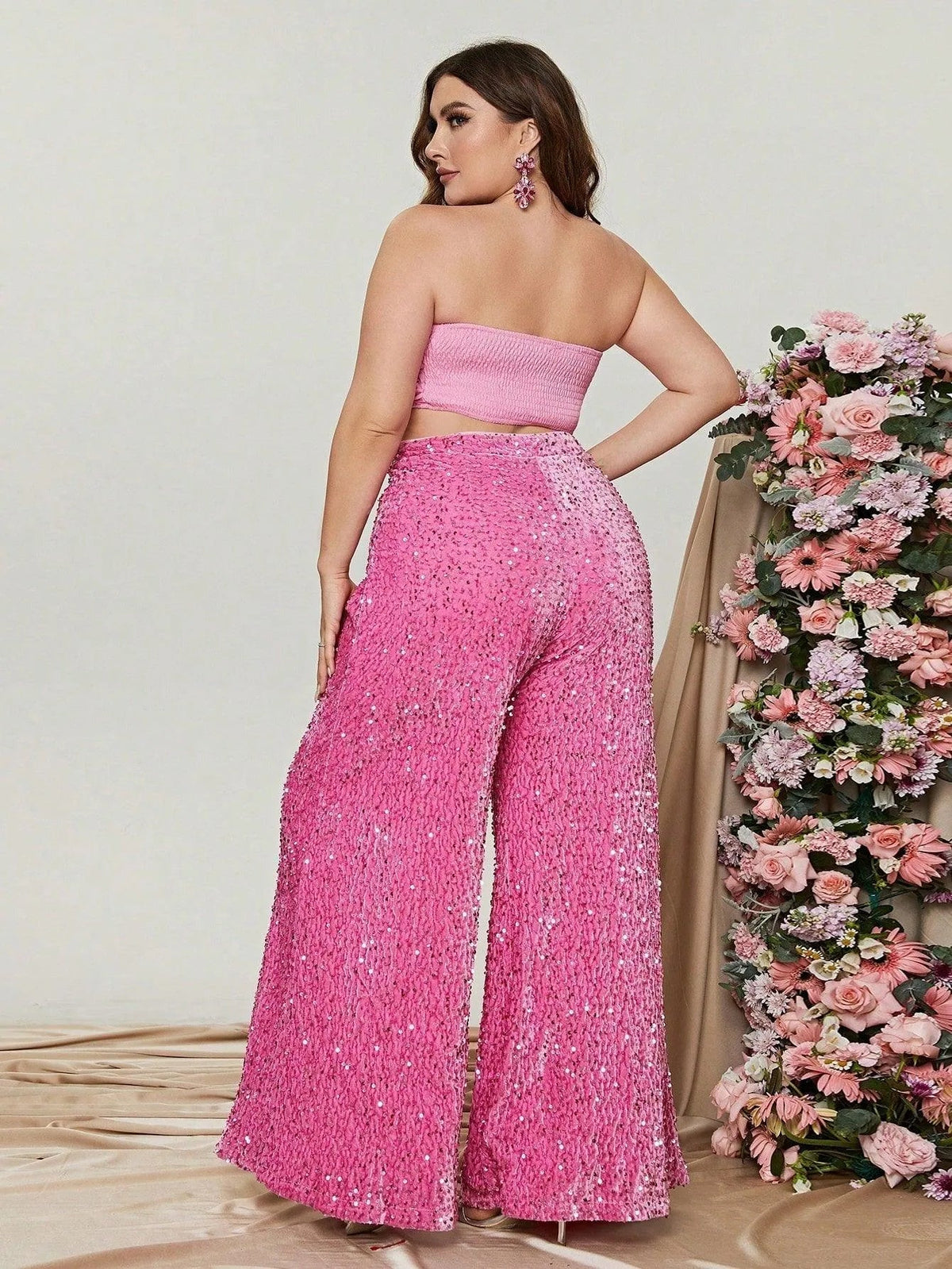 Additional product view of Plus-Size Strapless Sequin Women's Two-Piece Formal Set