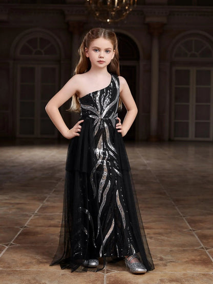 Tween Girls' One-Shoulder Graphic Sequin Party Dress — authorized product image 4