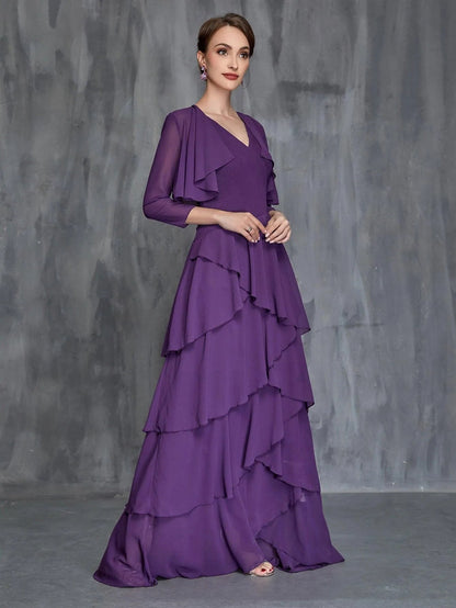 Women's Layered Hem Dress & Chiffon Cardigan