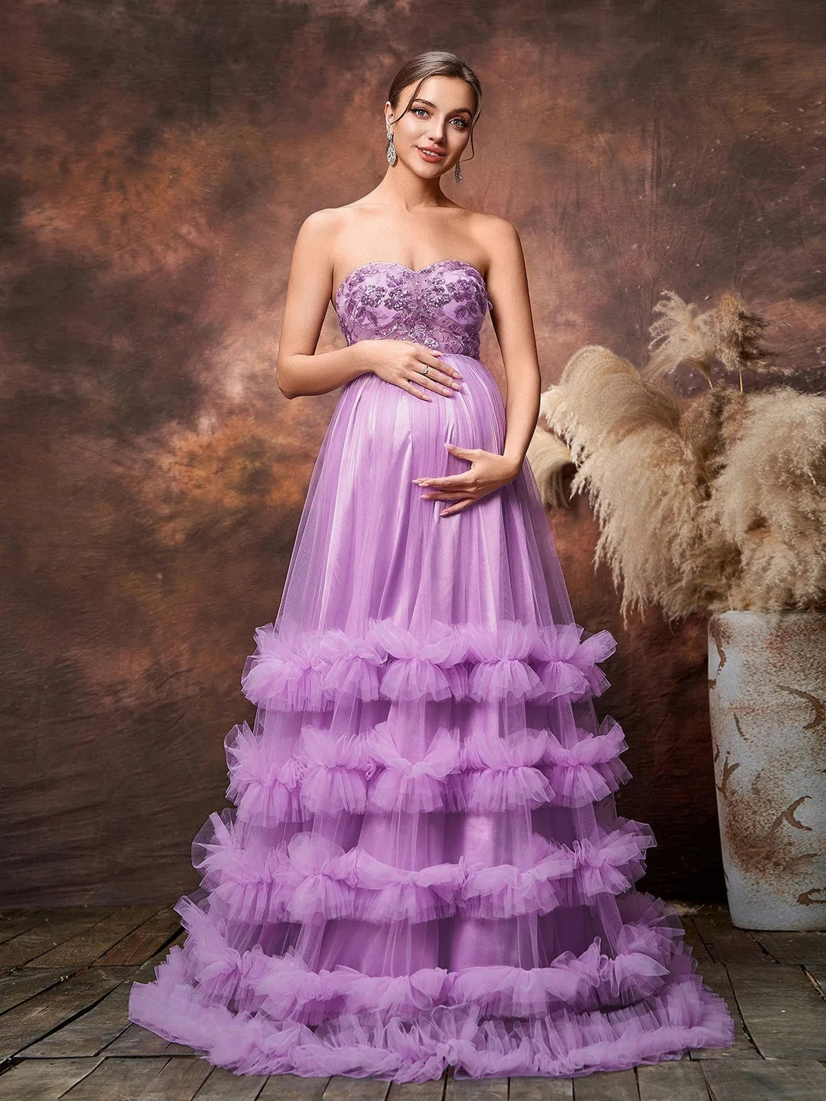 Maternity Strapless Sequin Sleeveless A-Line Evening Gown — authorized product image 1
