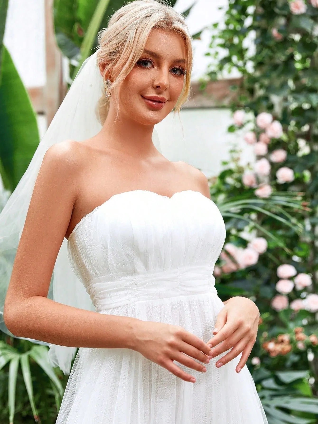 Ruched Waist Mesh Tube Wedding Dress — authorized product image 5