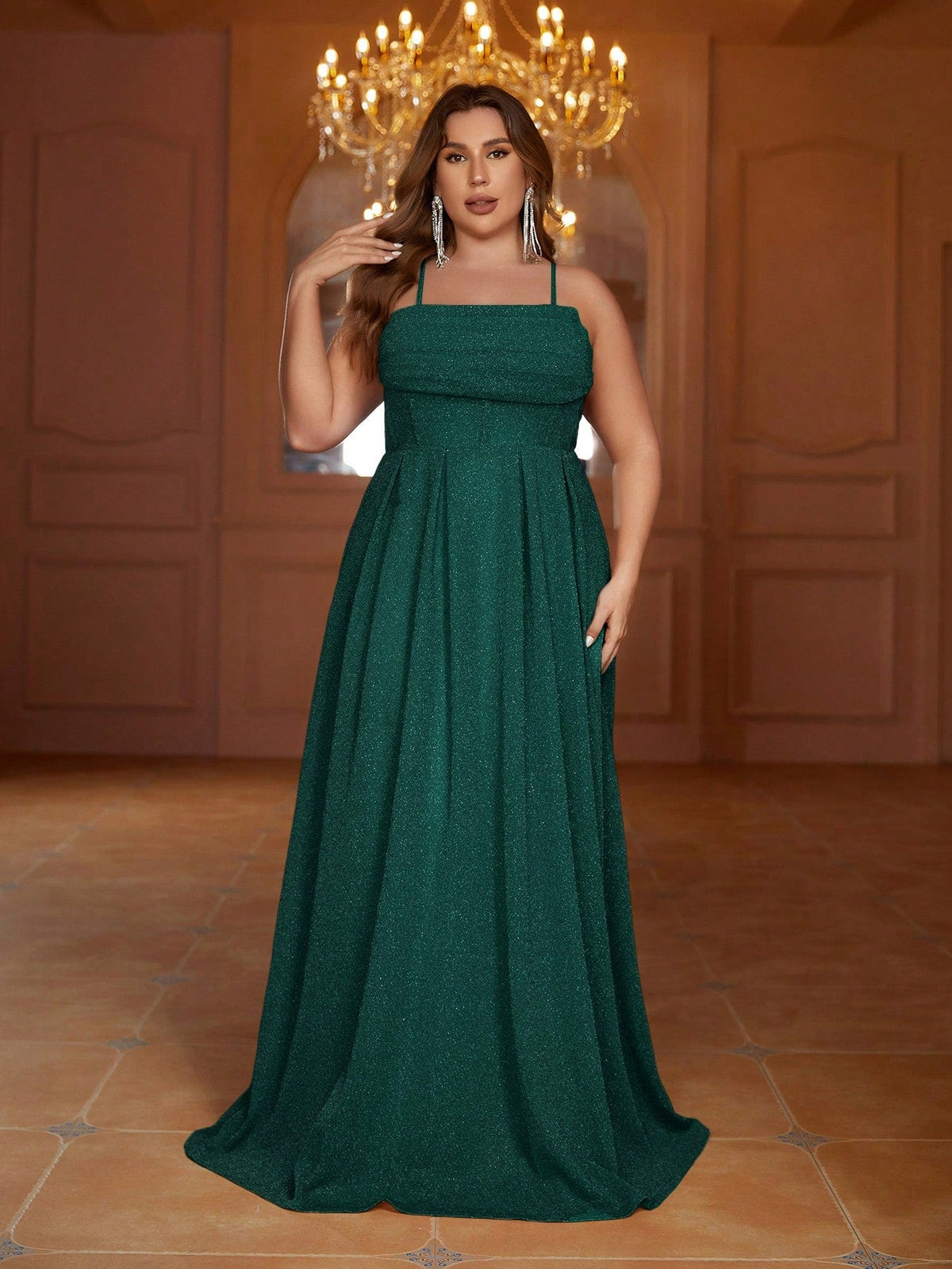 Additional product view of Cami Strap Lace-Up Plus-Size A-Line Sleeveless Evening Gown