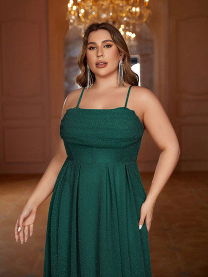 Additional product view of Cami Strap Lace-Up Plus-Size A-Line Sleeveless Evening Gown