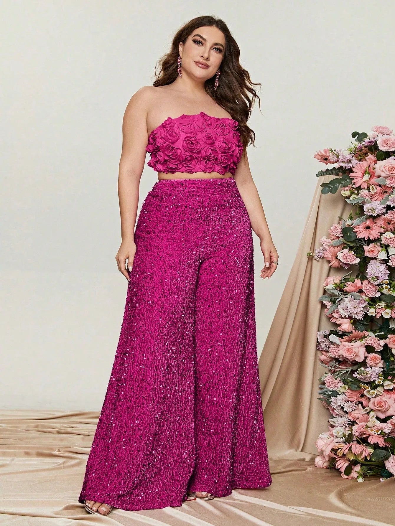 Additional product view of Plus-Size Strapless Sequin Women's Two-Piece Formal Set