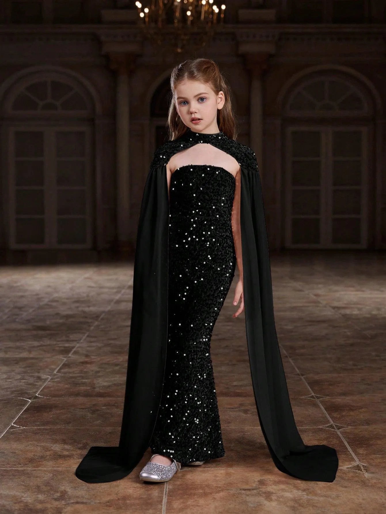 Additional product view of Strapless Sequin Mermaid Sleeveless Maxi Tween Girls' Party Dress
