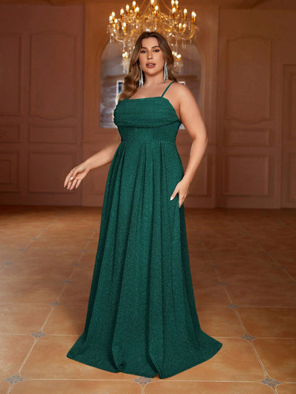 Additional product view of Cami Strap Lace-Up Plus-Size A-Line Sleeveless Evening Gown
